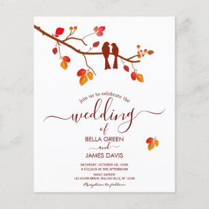 Minimalistische Einladung von Lovebird-Hochzeit im