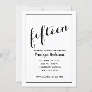 Minimalistische Einladung zum 15. Geburtstag