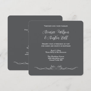 Minimalistische Einladung zur Hochzeit in Schwarz 