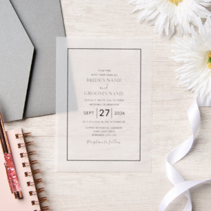 Minimalistische Einladung zur Schwarzweiß-Hochzeit