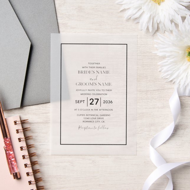 Minimalistische Einladung zur Schwarzweiß-Hochzeit (Hochzeit)