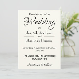 Minimalistische Einladung zur White Wedding und Sc