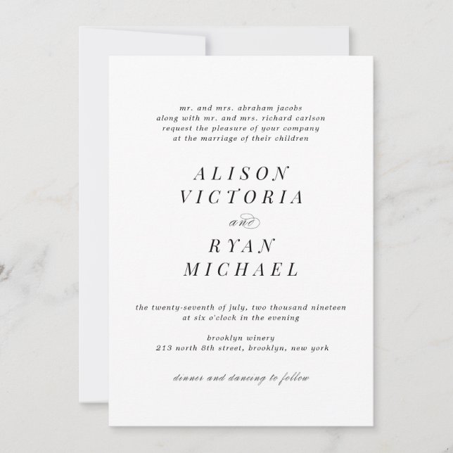 Minimalistische Einladungen zu Hochzeiten (Vorderseite)