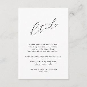 Minimalistische Einladungs Suite Details Card Begleitkarte