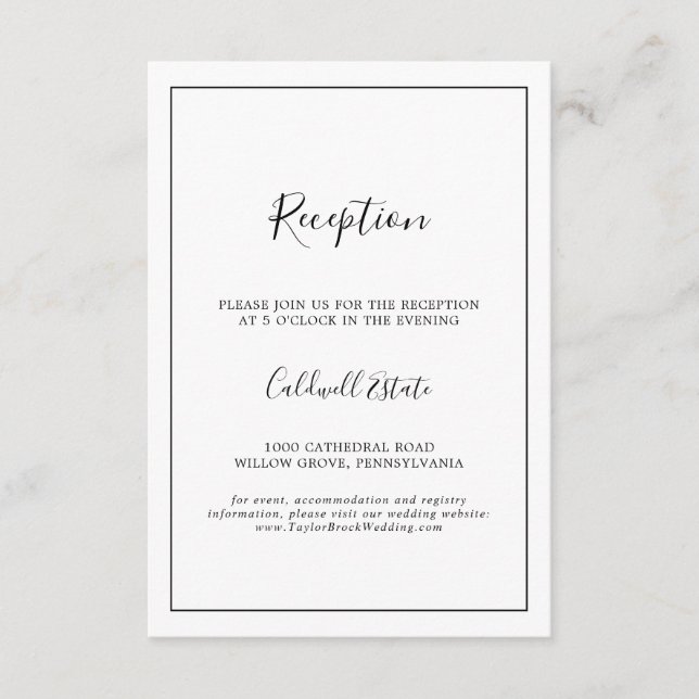 Minimalistische Einsteckkarte für die Hochzeitsemp Begleitkarte (Vorderseite)