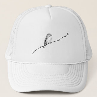 Minimalistische Einzellinienzeichnung eines Vogels Truckerkappe