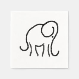 Minimalistische Elefantenschwarz und Weiß Serviette