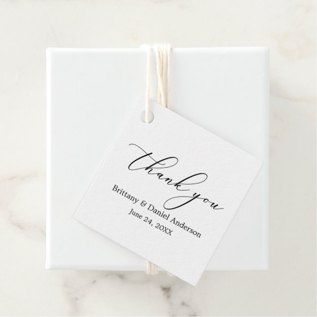 Minimalistische Elegance Calligrafy Wedding Geschenkanhänger (Beispiel)