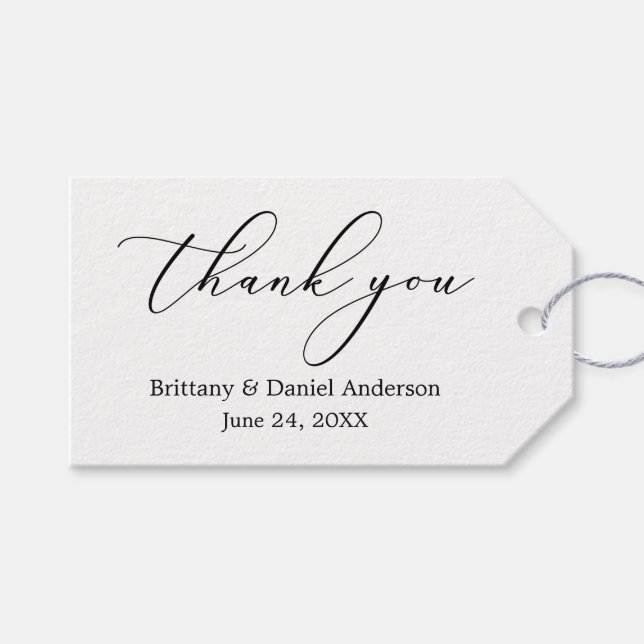 Minimalistische Elegance Calligrafy Wedding Geschenkanhänger (Vorderseite (Horizontal))