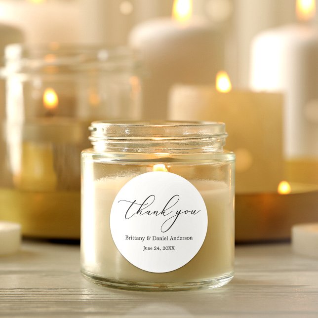 Minimalistische Elegance Calligrafy Wedding Runder Aufkleber (Von Creator hochgeladen)