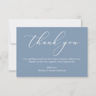 Minimalistische Elegance Calligraphy Wedding Dusty Dankeskarte