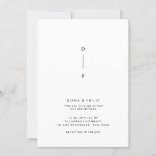 Minimalistische Elegance Couple Initials Wedding Einladung
