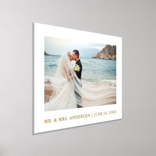 Minimalistische Elegance Hochzeit Foto Weiß und Go Foliendrucke (Ablage )