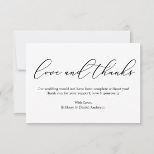 Minimalistische Elegance Liebe und dank Kalligrafi Dankeskarte