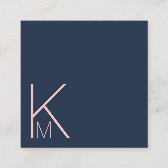 Minimalistische Elegance Navy and Blush Business C Quadratische Visitenkarte (Vorderseite)