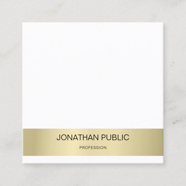 Minimalistische Elegandesign Gold Effekt Schlicht Quadratische Visitenkarte (Vorderseite)