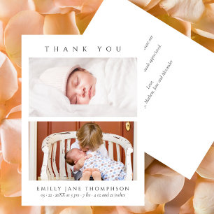 Minimalistische Elegant 2 Fotos Babydusche Dankeskarte