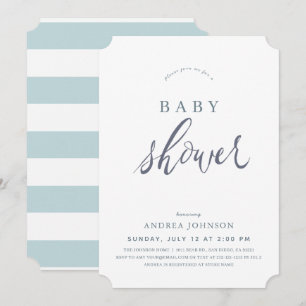 Minimalistische Elegant Blue Boy Baby Dusche Einladung