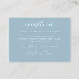 Minimalistische Elegant Blue Wedding Reception Begleitkarte