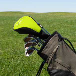 Minimalistische Elegant Chartreuse Gelb Mit Monogr Golf Headcover