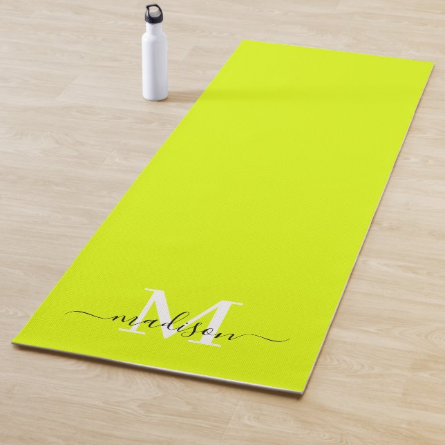 Minimalistische Elegant Chartreuse Gelb Mit Monogr Yogamatte (Beispiel)