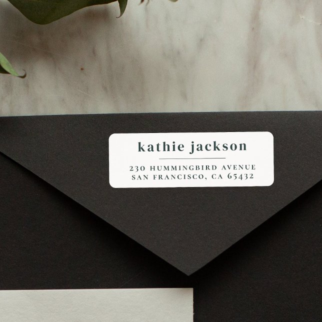 Minimalistische Elegant Dark Aquamarin Blue Rückse (Return Address Label Mock-up)