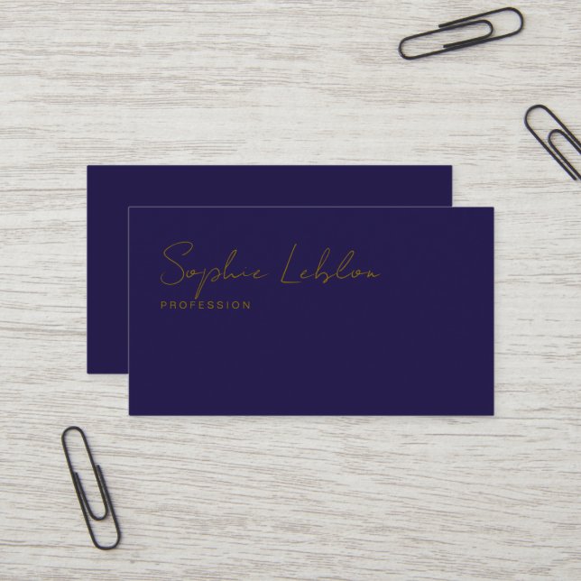 Minimalistische Elegant dünne Signatur DarkBlue Visitenkarte (Vorderseite/Rückseite Beispiel)