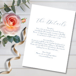 Minimalistische Elegant Dusty Blue Wedding Details Begleitkarte