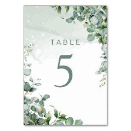 Minimalistische Elegant Eucalyptus Sage Green Wedd Tischnummer
