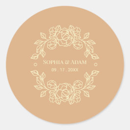 Minimalistische Elegant-Floral Beige Runder Aufkleber