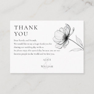 Minimalistische Elegant Floral Wedding Vielen Dank Platzkarte