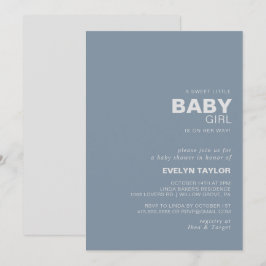 Minimalistische Elegant Formal Blue Baby Girl Dusc Einladung