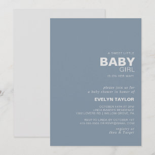 Minimalistische Elegant Formal Blue Baby Girl Dusc Einladung