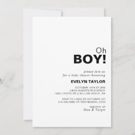 Minimalistische Elegant Formal Oh Boy Baby Dusche Einladung