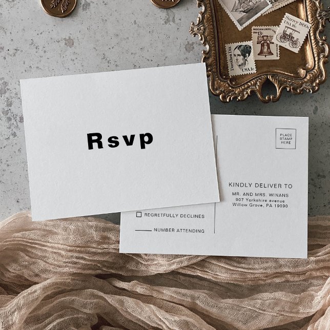 Minimalistische Elegant Formal Wedding Rsvp Postkarte (Von Creator hochgeladen)