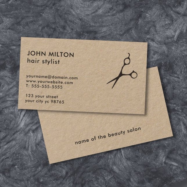 Minimalistische Elegant Kraft Paper Scissor HairSt Visitenkarte (Von Creator hochgeladen)