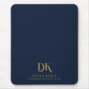 Minimalistische Elegant Monogram Dark Navy Blue St Mousepad