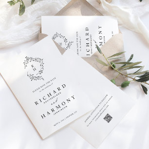 Minimalistische Elegant Monogram Leaf Wreath Weddi Save The Date