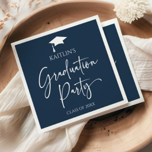 Minimalistische Elegant Navy Blue Graduation Party Serviette