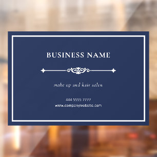 Minimalistische Elegant Small Business White Navy Fensteraufkleber