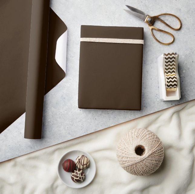 Minimalistische Elegant Solid Chocolate Brown Schl Geschenkpapier (Kunsthandwerk)