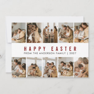 Minimalistische elegante 10-Bilder-Gitter-Osterfam Feiertagskarte