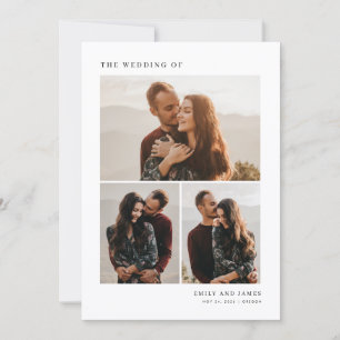 Minimalistische elegante 4-Foto-Collage-Hochzeit Einladung
