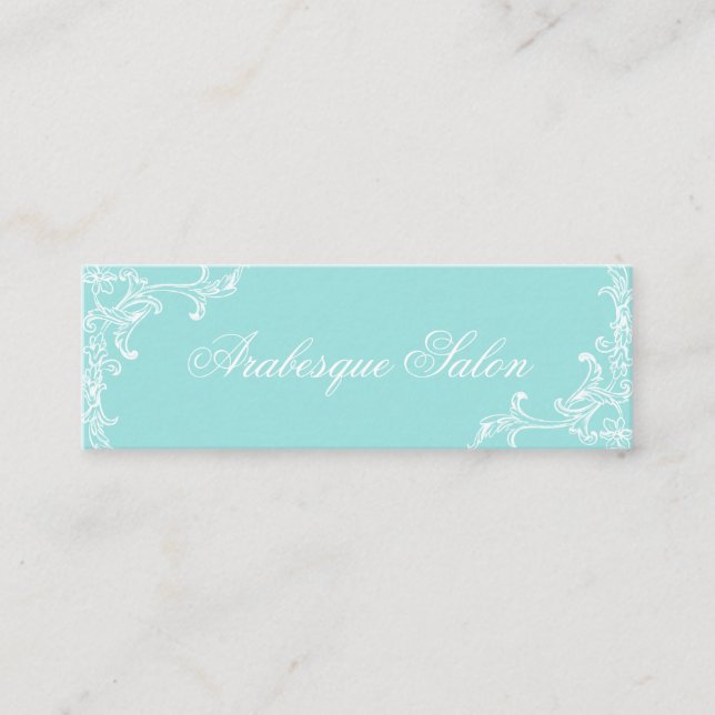 Minimalistische Elegante Aqua Blue Calling Card Telefonnummerkarte (Vorderseite)