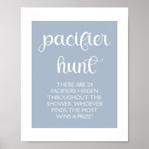 Minimalistische Elegante Babydusche Blue Schnuller Poster