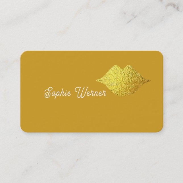 Minimalistische Elegante Beauty Gold Lips Dusty Mu Visitenkarte (Vorderseite)