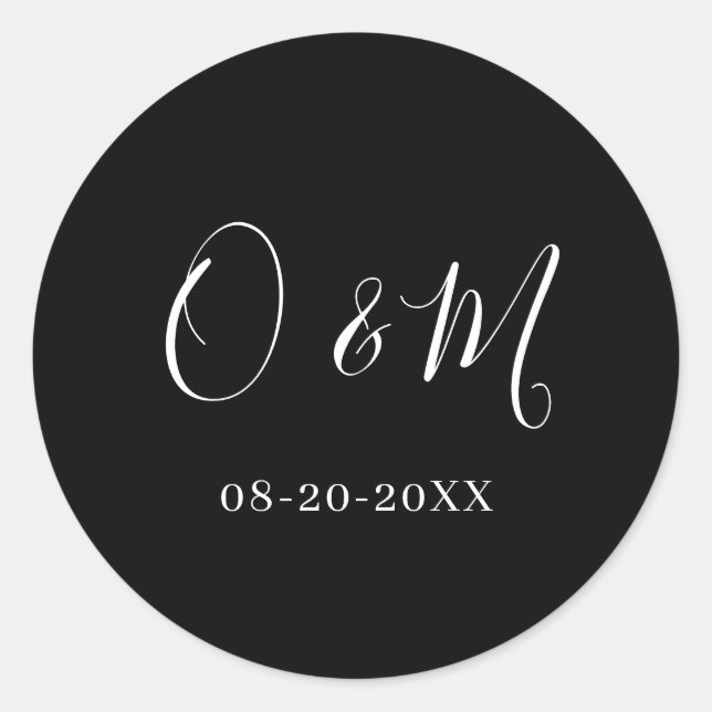 Minimalistische, elegante Black Monogram Classic W Runder Aufkleber (Vorderseite)