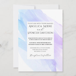 Minimalistische, elegante, blaue lila Hochzeit Einladung