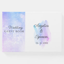 Minimalistische, elegante, blaue lila Hochzeit Gästebuch