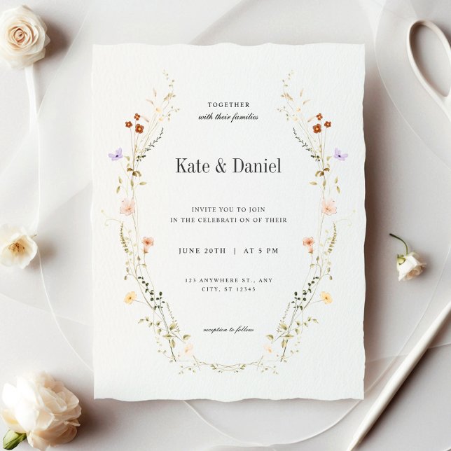 Minimalistische elegante Blume Hochzeit Einladung (Von Creator hochgeladen)
